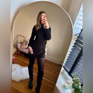 ZARA black floral knit mini dress MEDIUM